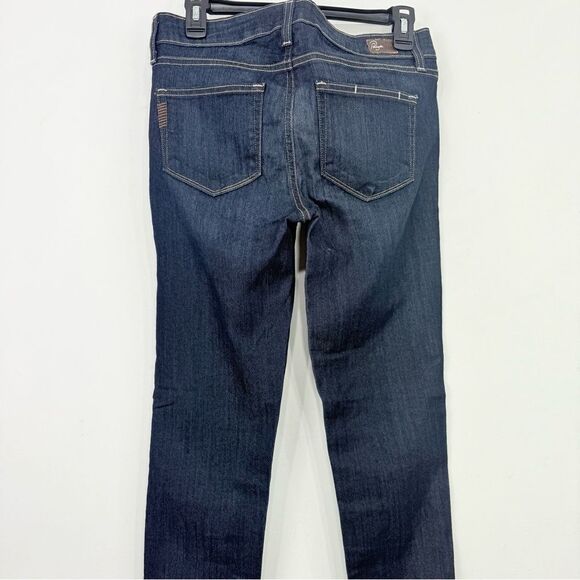 Paige Peg Skinny Dark Wash Mid Rise Tall Denim Jeans - Picture 9 of 16